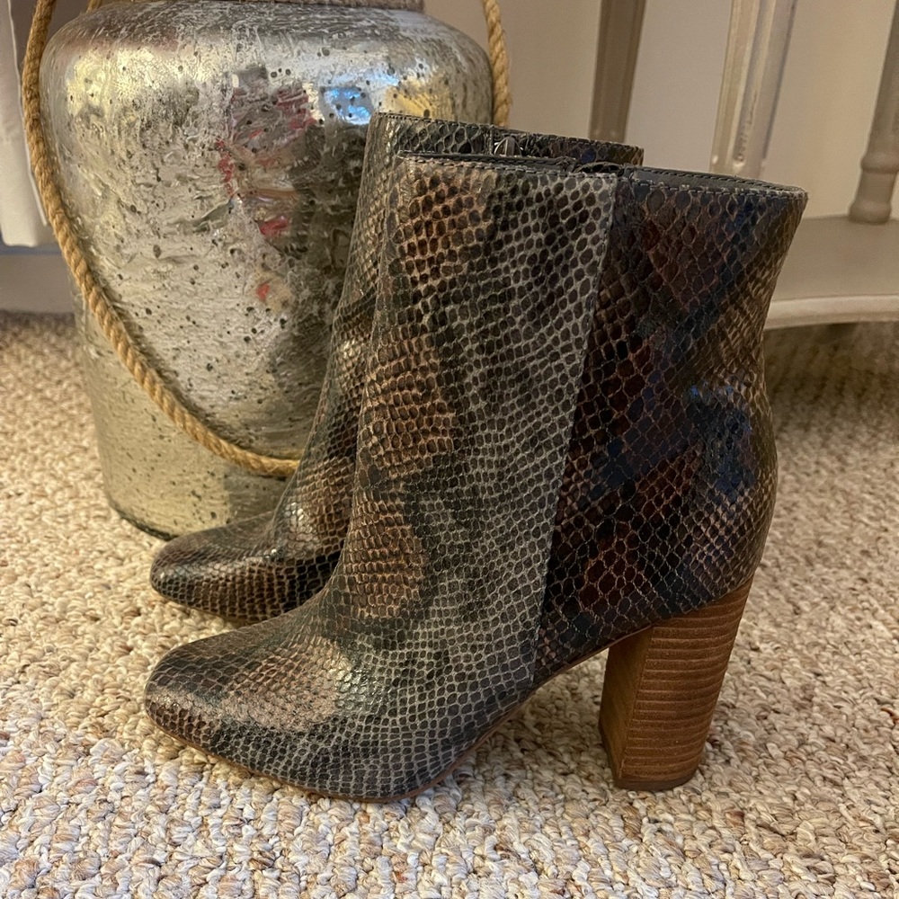 Snakeskin booties